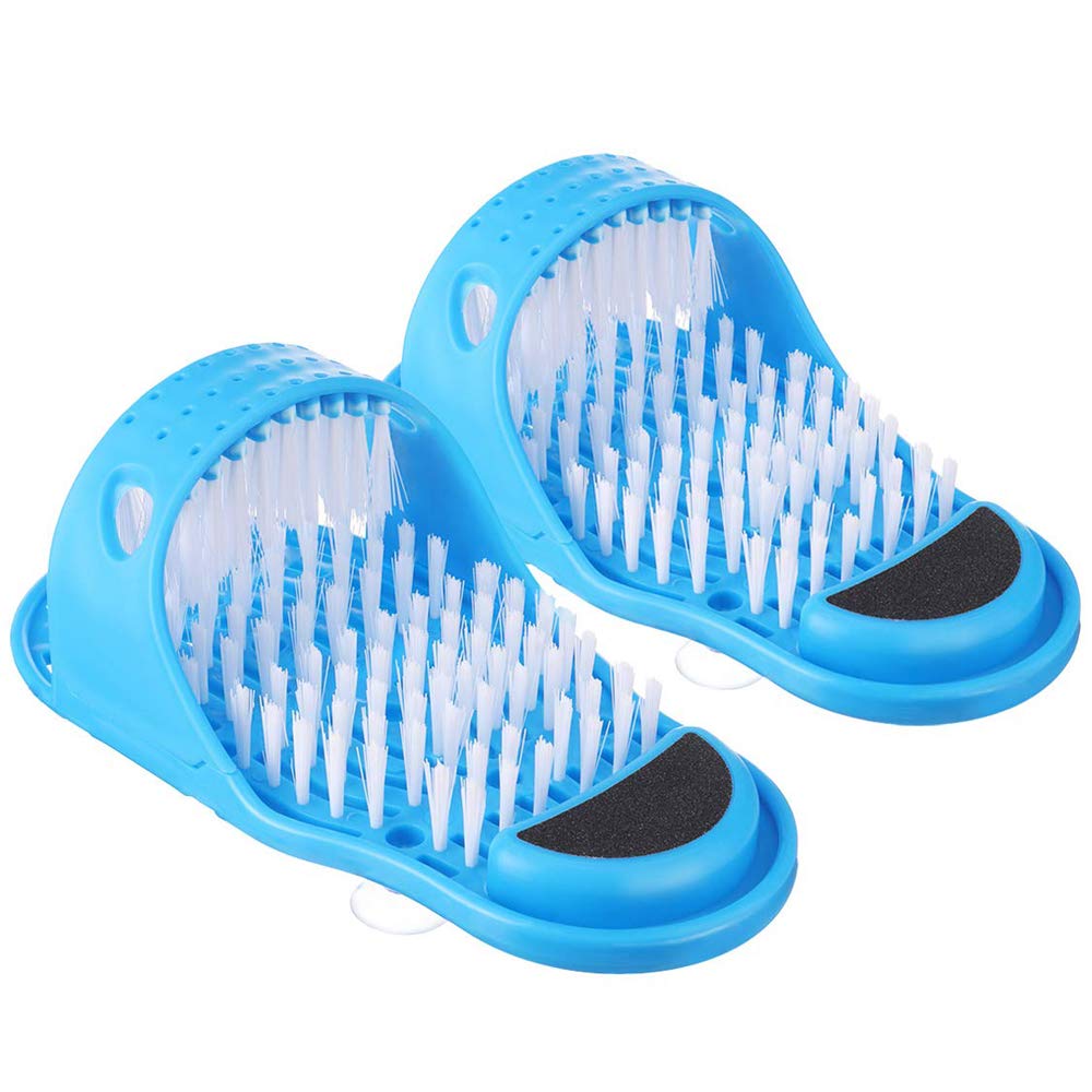 LUITON 2-pack foot scrubber massager in shower for exfoliation and relaxation.