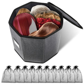 Lukeline wig storage box top view shows organized space for wigs and accessories