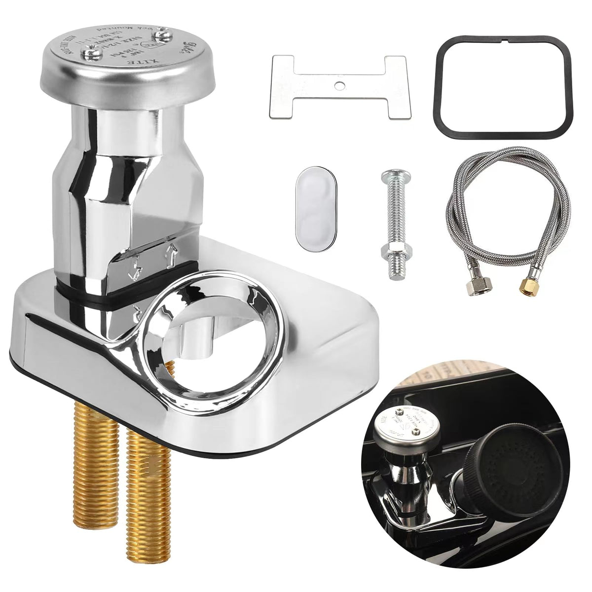LukLoy vacuum breaker kit for shampoo bowl prevents backflow in salon sinks.