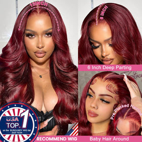Lukymart burgundy body-wave hair for versatile daily and event styling.
