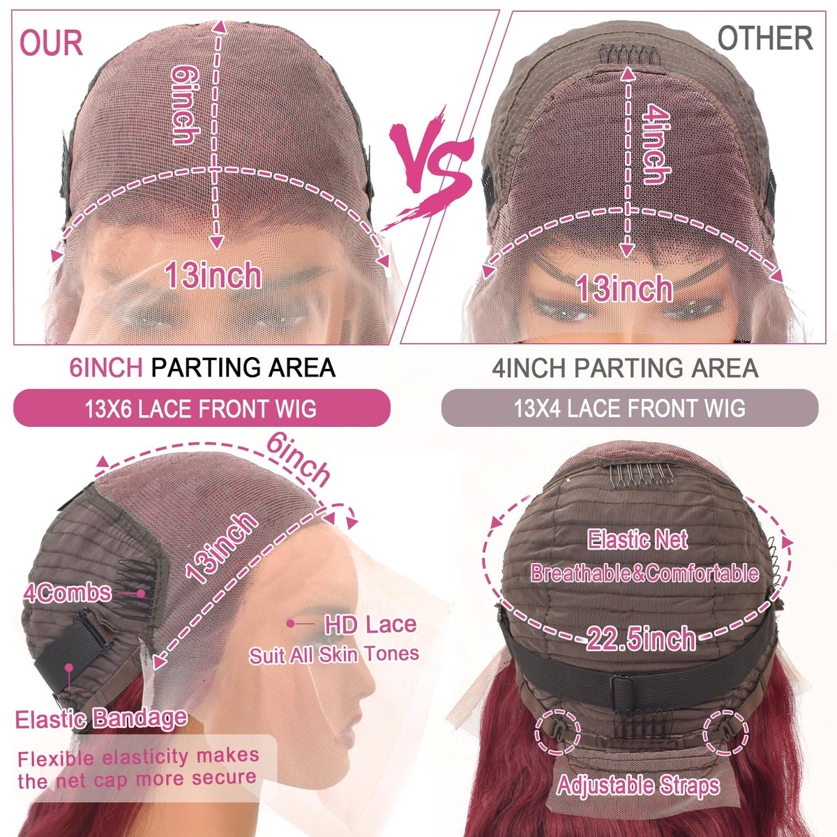 Lukymart glueless cap with adjustable straps for comfort.