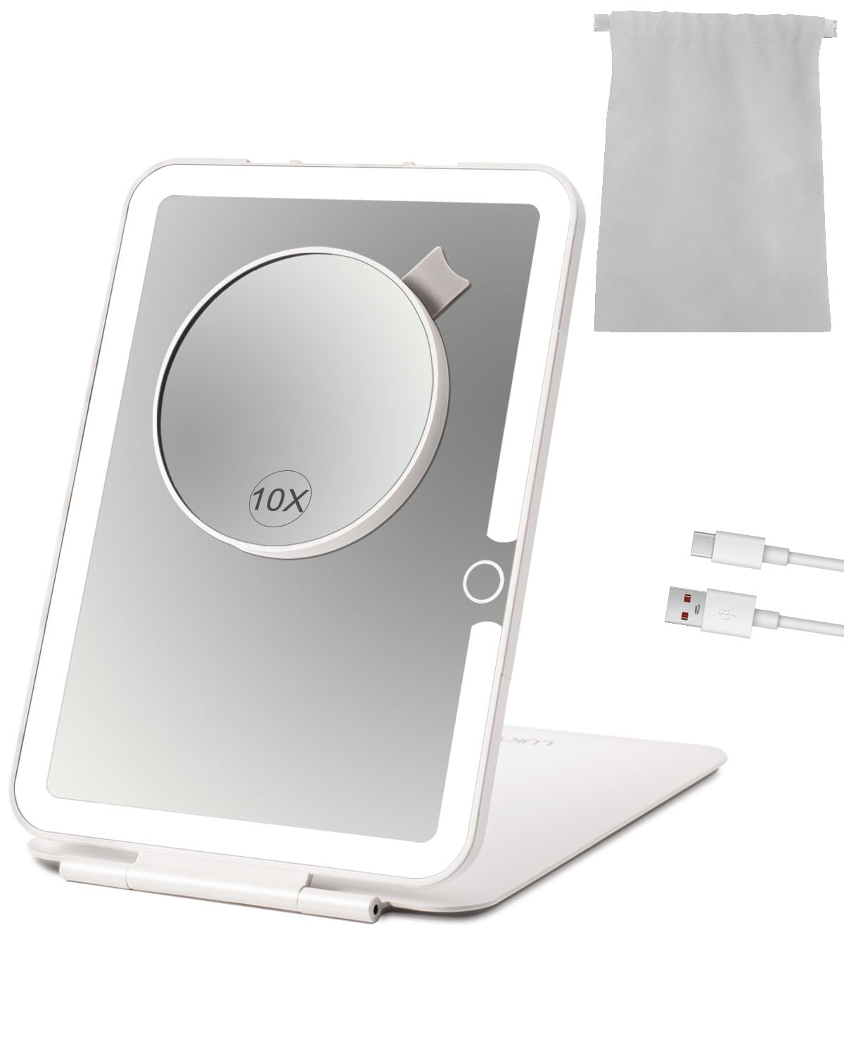 LUKYMIRO travel makeup mirror with lights, front view for even illumination