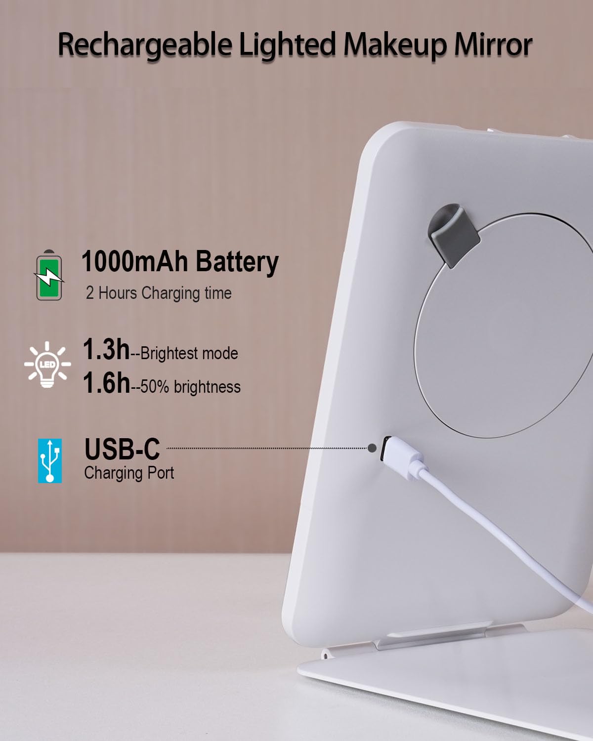 LUKYMIRO compact travel mirror with carrying case for easy packing