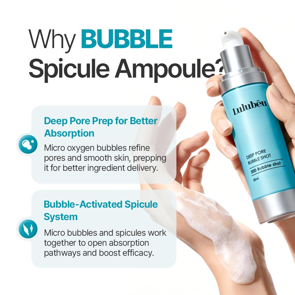 LULUBEU Crystal Spicule Ampoule detail emphasizes micro-channel delivery for better absorption.