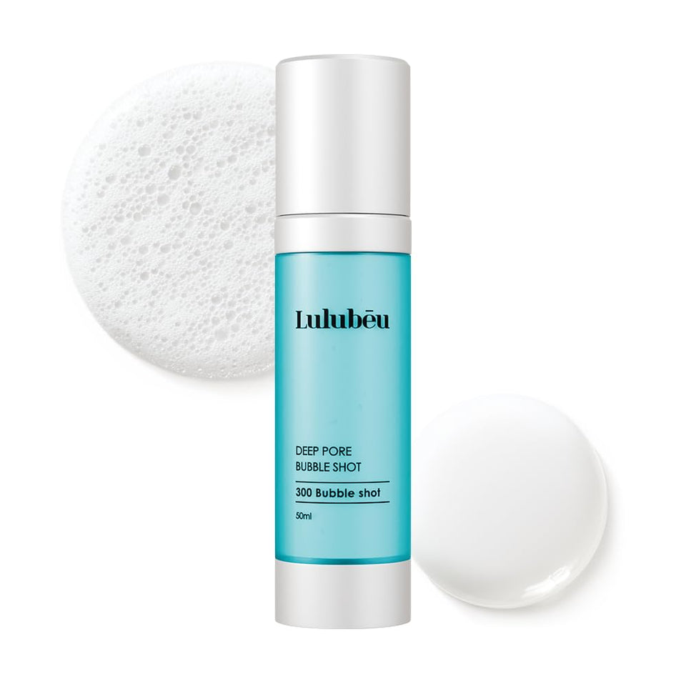LULUBEU Deep Pore Bubble Shot Ampoule bottle highlights clean packaging for easy at-home pore care.
