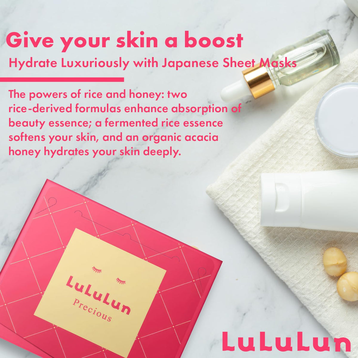Lululun 32EA daily face mask routine sheet for consistent skincare.