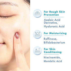 Lululun Azelaic Acid close-up focuses on pore minimization for smoother skin.