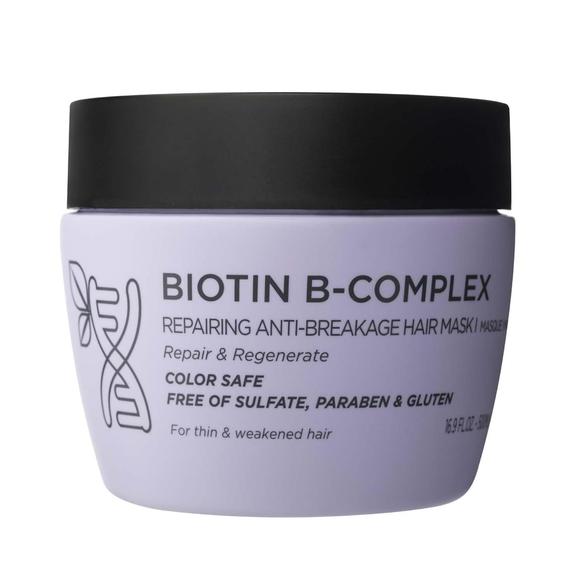 Luseta Biotin B-Complex Hair Mask jar close-up, nourishing formula for stronger hair.