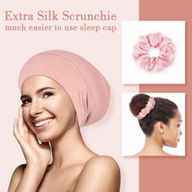 LULUSILK mulberry silk bonnet worn at night for smooth, frizz-free hair
