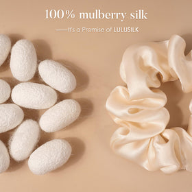 LULUSILK mulberry silk closeup, luxurious fiber reducing friction on strands.