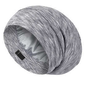 LULUSILK silk-lined sleep cap protects hair during overnight wear.