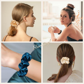 LULUSILK silk scrunchies gift set presented as a thoughtful hair luxury.