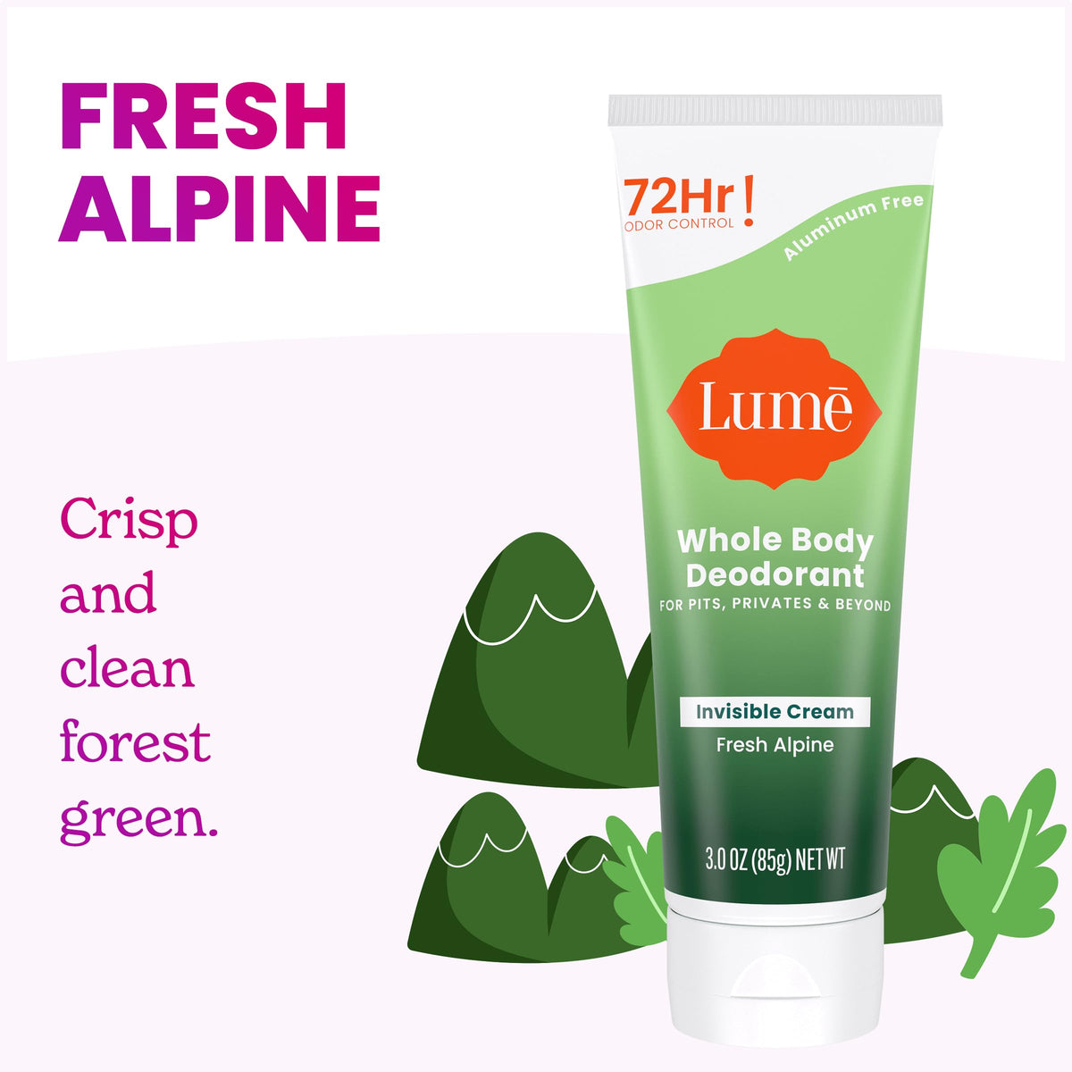 Lume Fresh Alpine packaging image hints at a refreshing daily scent experience.
