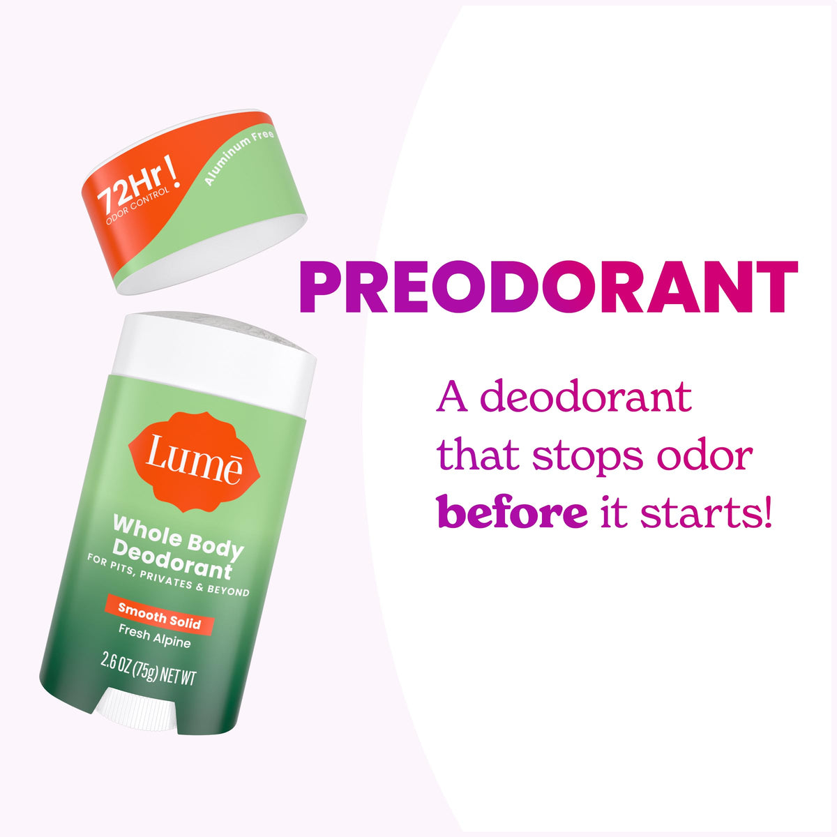 Lume solid stick application close-up reveals precise, mess-free glide.