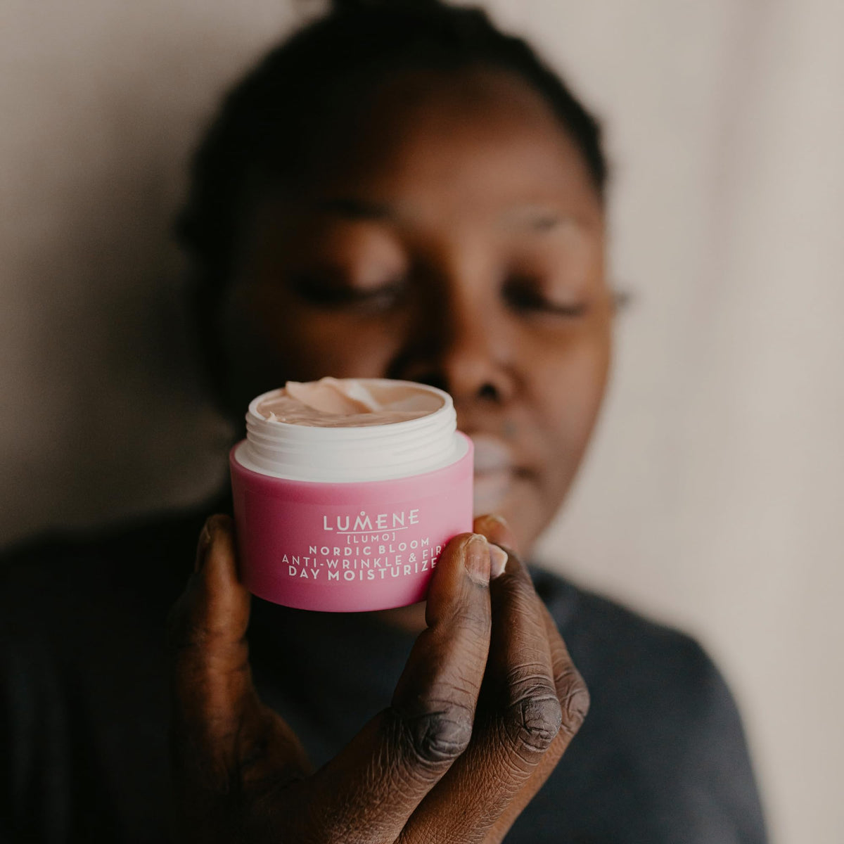 Lumene Nordic Bloom Lumo day cream packaging on vanity
