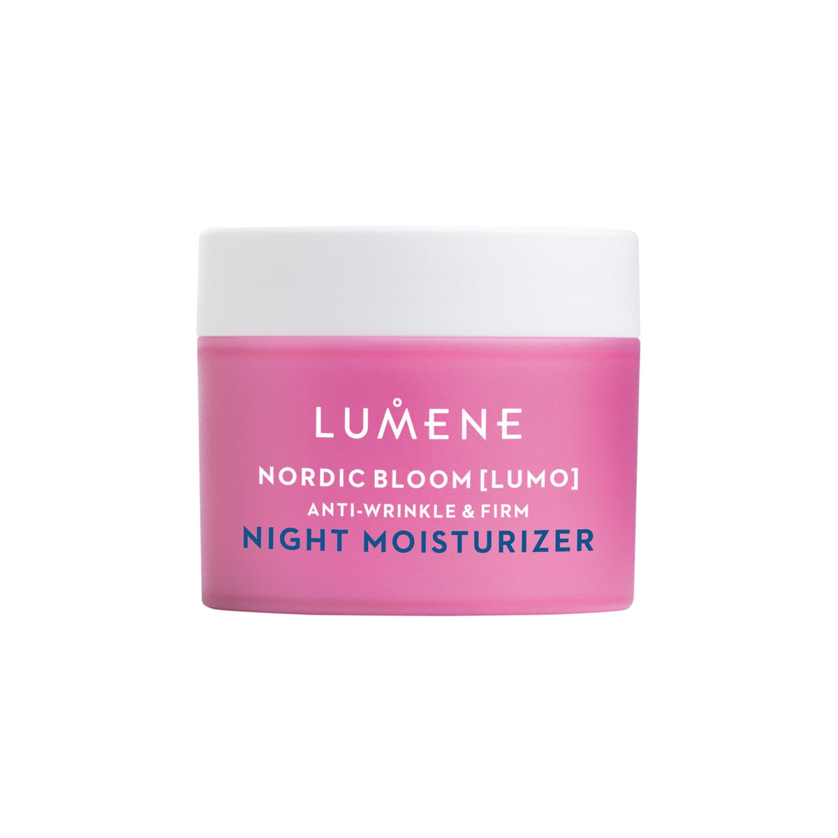 Lumene Nordic Bloom night cream bottle showing overnight hydration promise