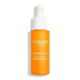Lumene Nordic-C Valo Glow Boost Serum bottle ready for radiant, hydrated skin.