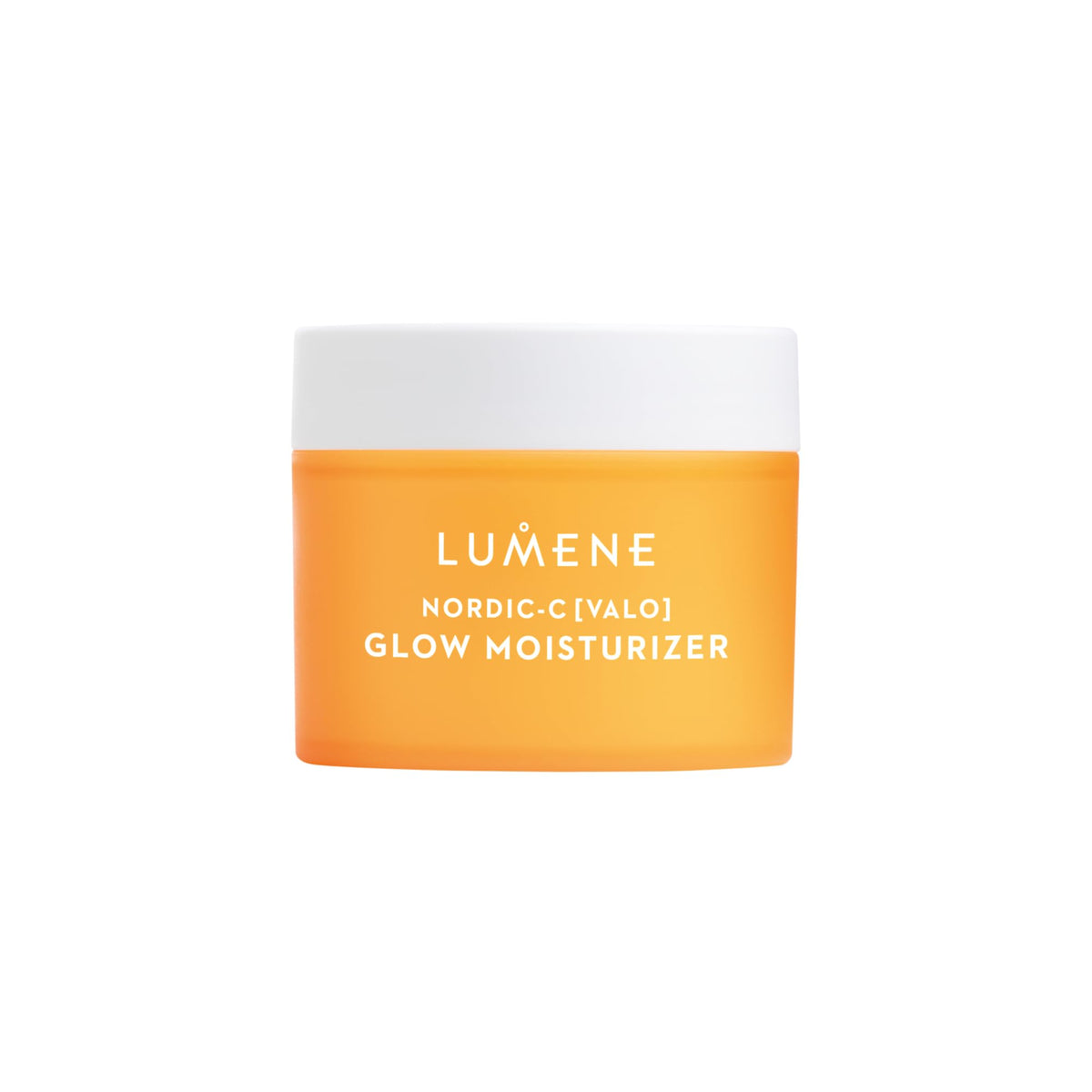 Lumene Nordic-C Valo Glow bottle closeup highlighting radiant hydration.