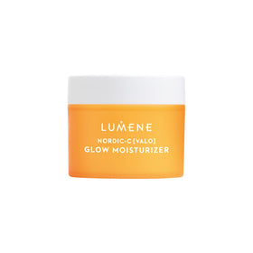 Lumene Nordic-C Valo Glow bottle closeup highlighting radiant hydration.
