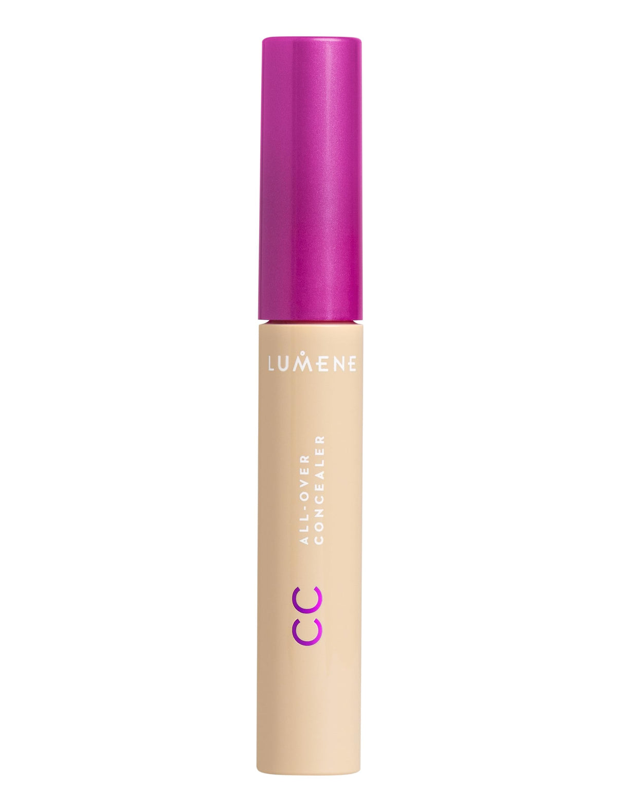 Lumene under-eye concealer bottle closeup shows skin-like finish and light coverage.