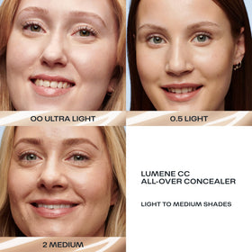 Lumene under-eye concealer skin-like finish on model skin.