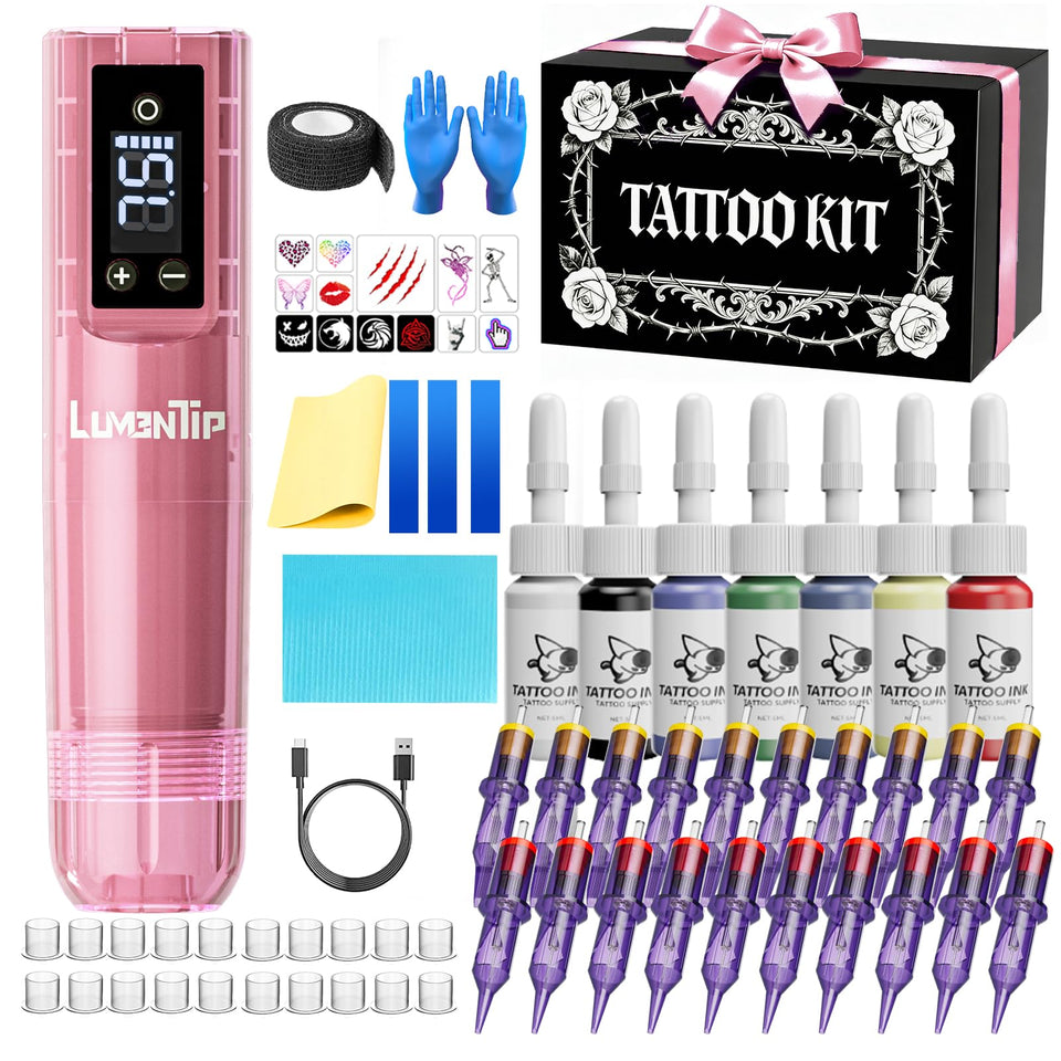 LumenTip complete tattoo kit with wireless gun for cord-free sessions