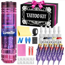 LumenTip wireless tattoo kit front view for beginners