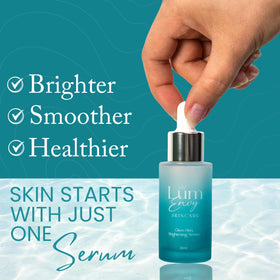 LumEnvy serum dispensing dropper closeup highlights precise application and quick absorption.