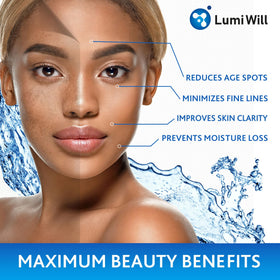 LUMI WILL Glycolic Pads bottle featuring vitamins C and E for skin nourishment.
