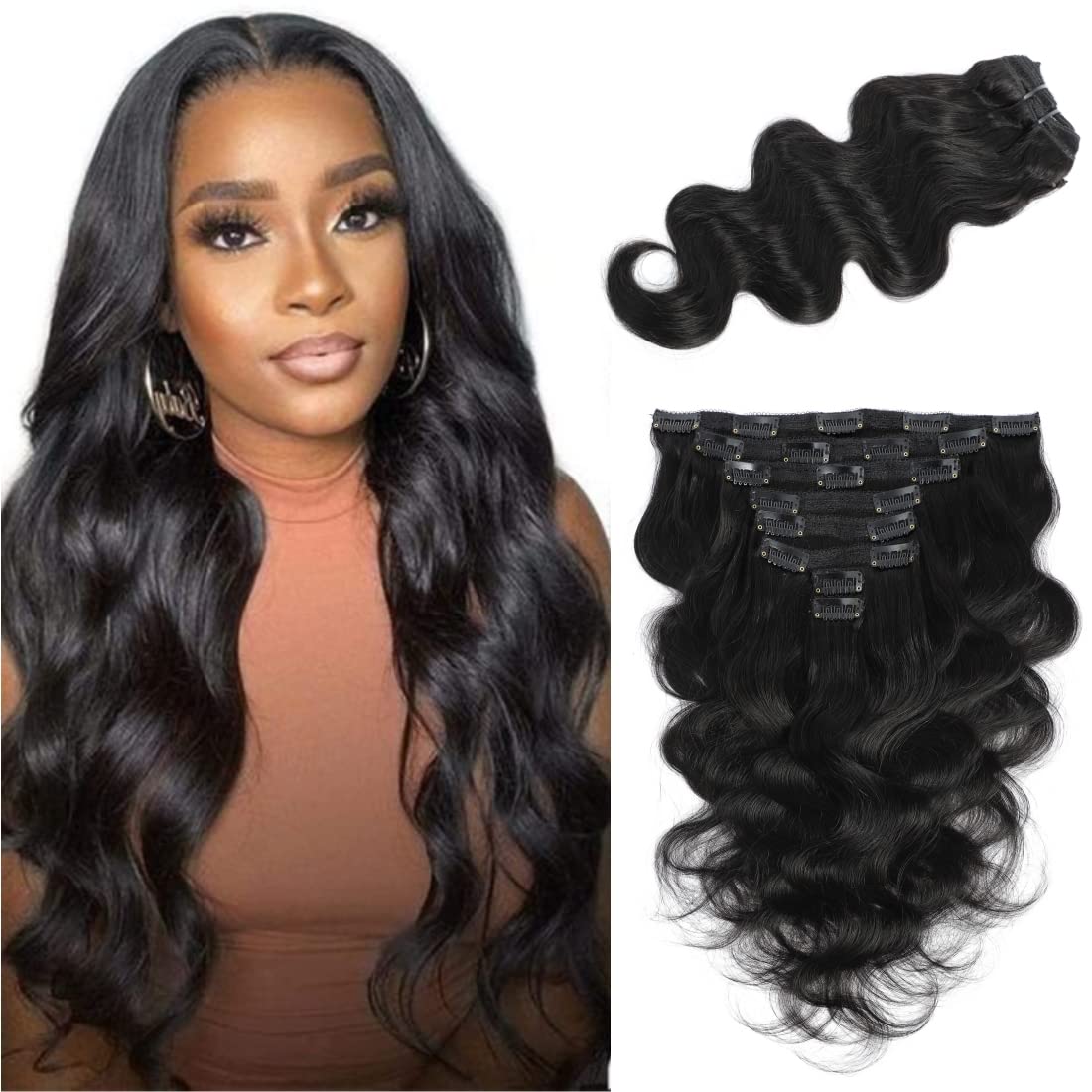 LUMIERE body wave clip-in extensions 18 inch for natural, voluminous daily wear.