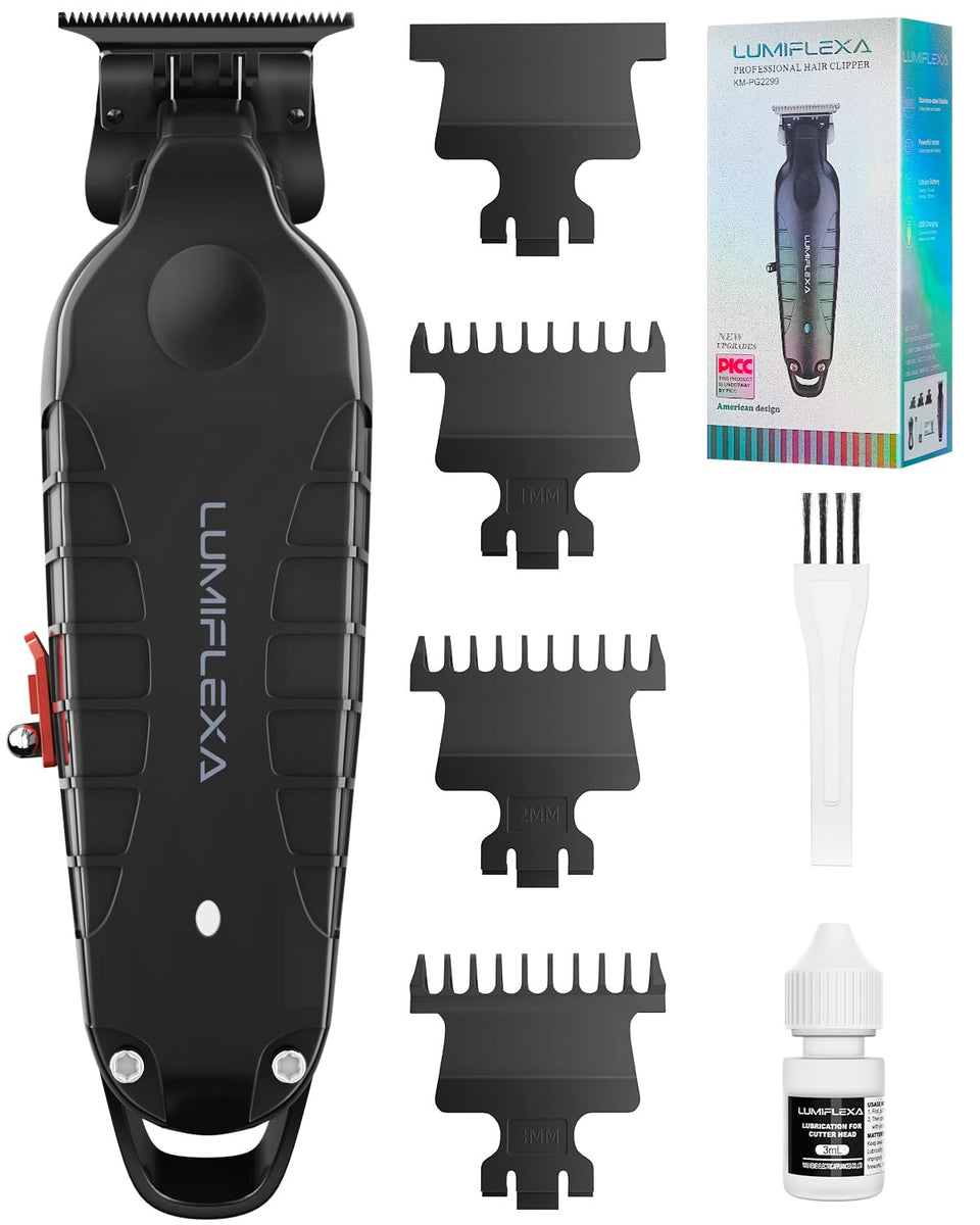 Lumiflexa Pro trimmer close-up blades for precise grooming.