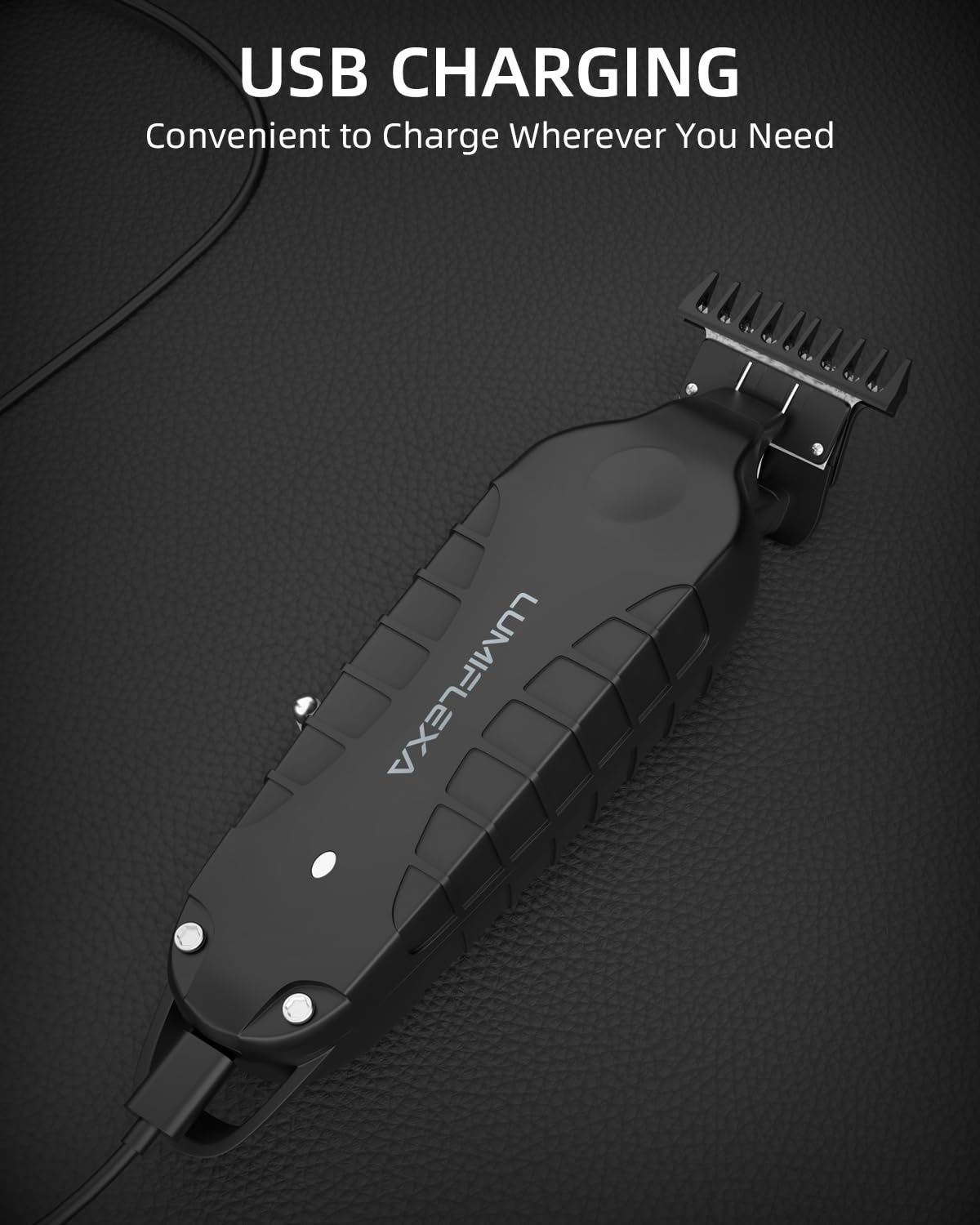 Lumiflexa Pro trimmer in hand showing ergonomic grip for control.