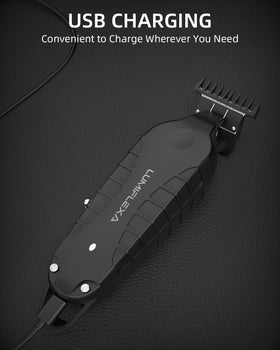 Lumiflexa Pro trimmer in hand showing ergonomic grip for control.