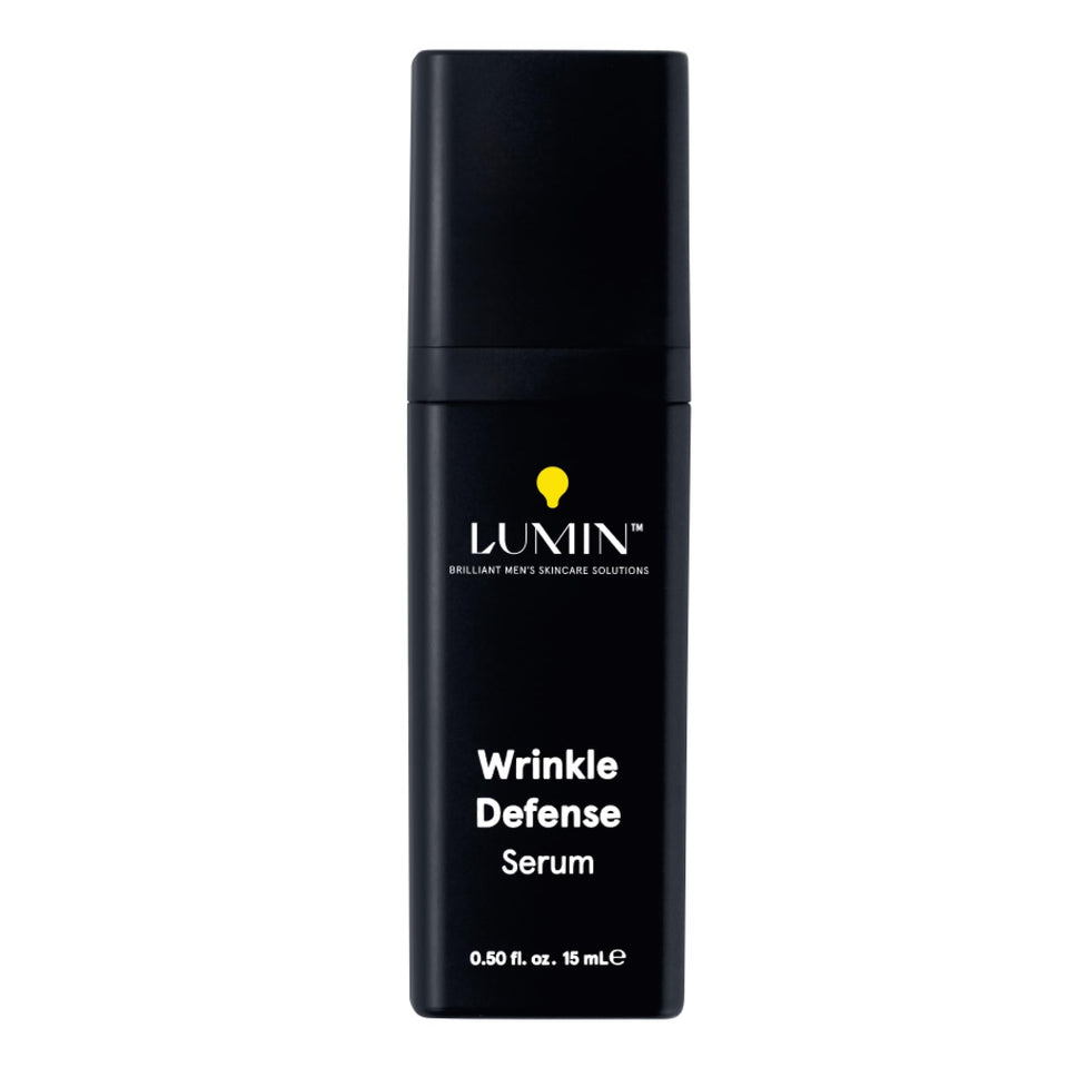 Lumin Wrinkle Defense Serum bottle with dropper for daily hydration