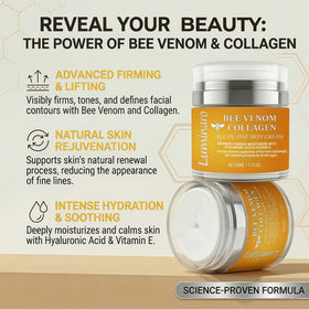 Luminaro bee venom cream texture close-up highlighting a silky, non-greasy feel.
