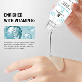 LuminaSkin Hydrating B5 Gel ingredients illustration highlights antioxidants and skin-supporting actives