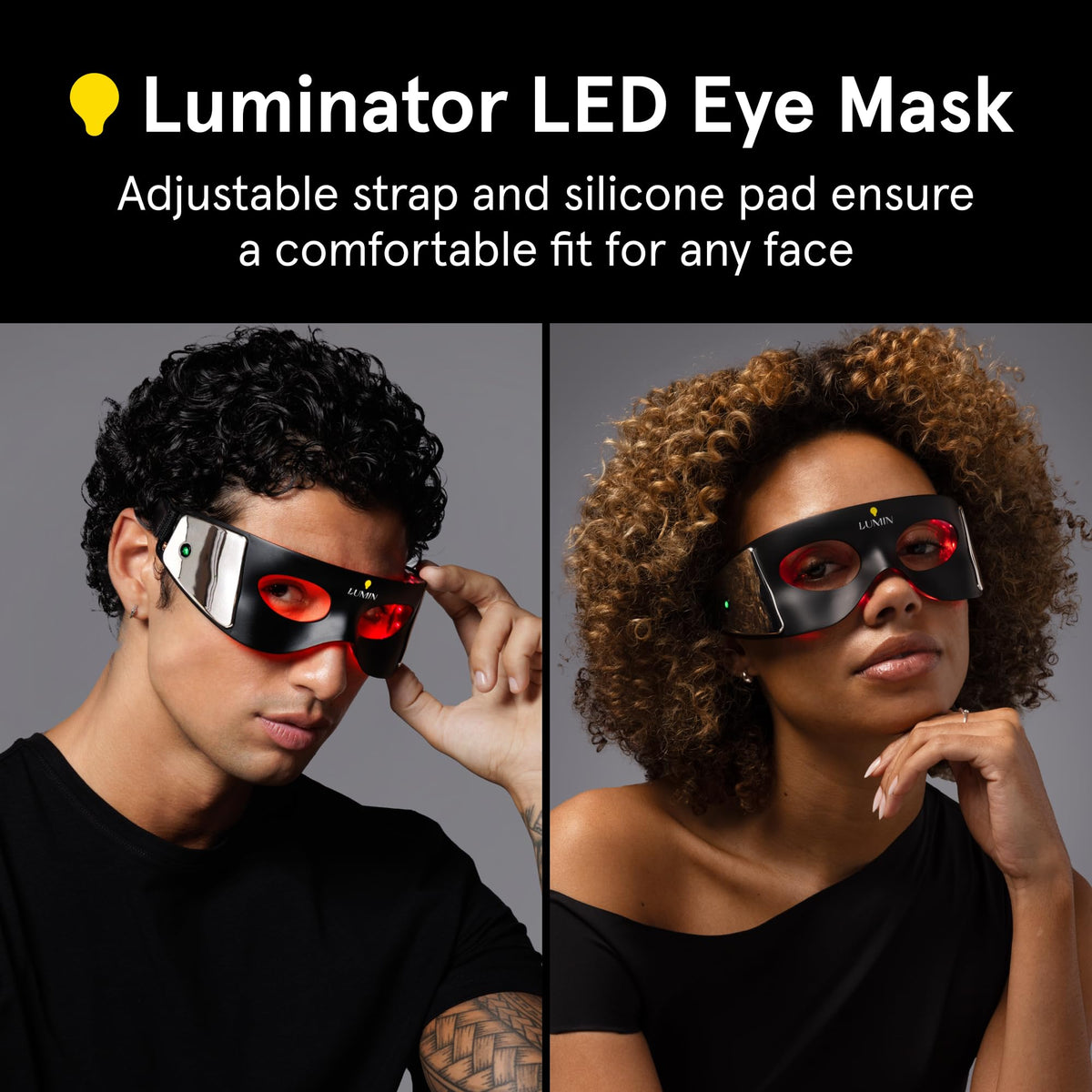 Luminator LED Eye Mask open-eye design enables safe movement during therapy