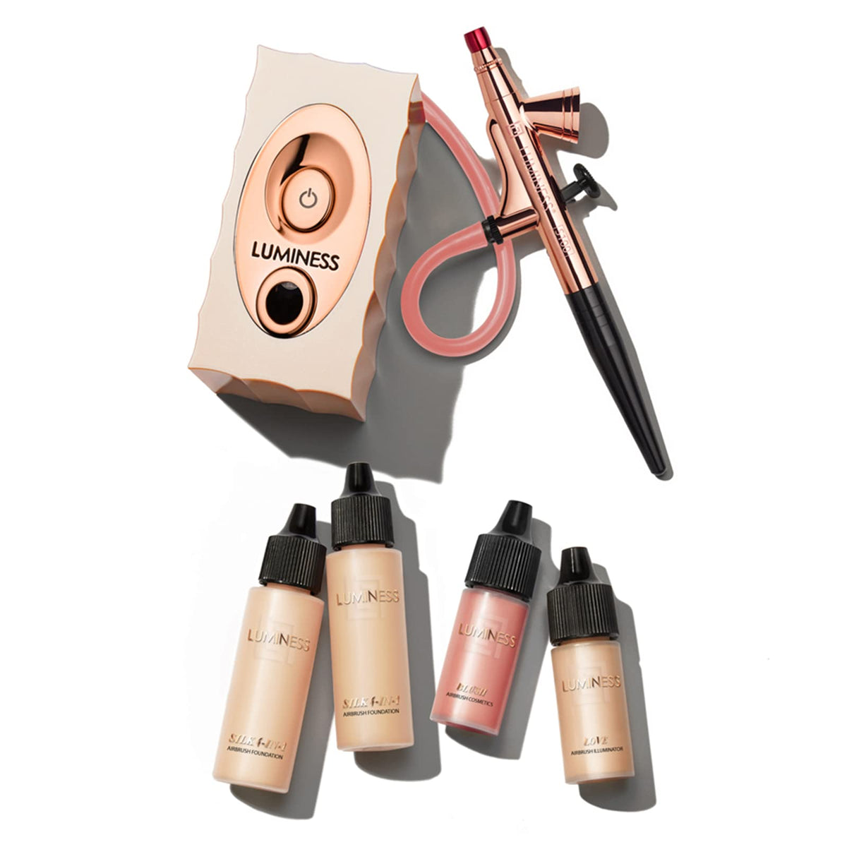 Luminess Air Icon Pro compressor shown for at-home professional results.