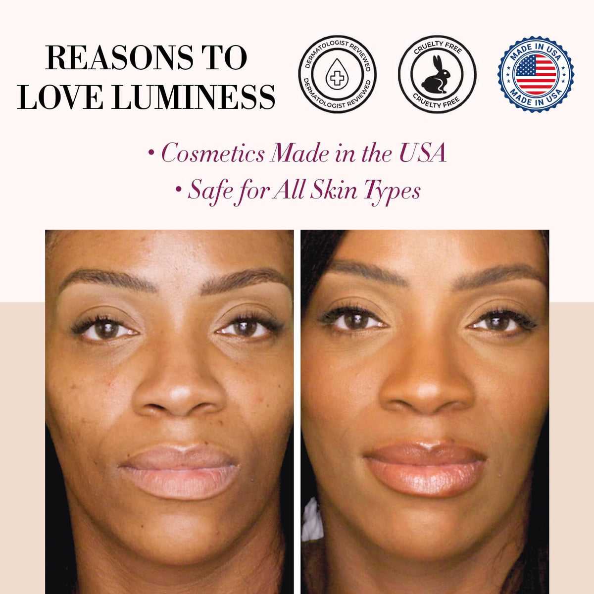 Luminess Air Silk 4-In-1 hydration-boost on skin demonstrates moisturizing glow.