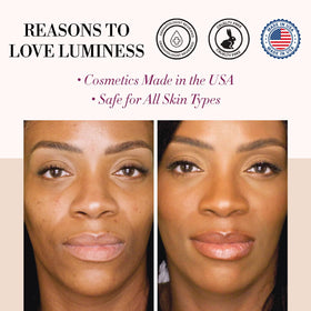 Luminess Air Silk 4-In-1 hydration-boost on skin demonstrates moisturizing glow.