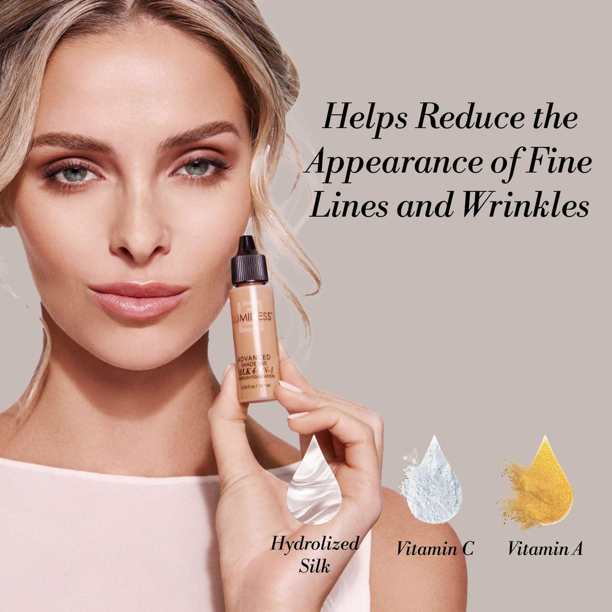 Luminess Air Silk 4-In-1 shade 060 swatch showing natural satin finish.