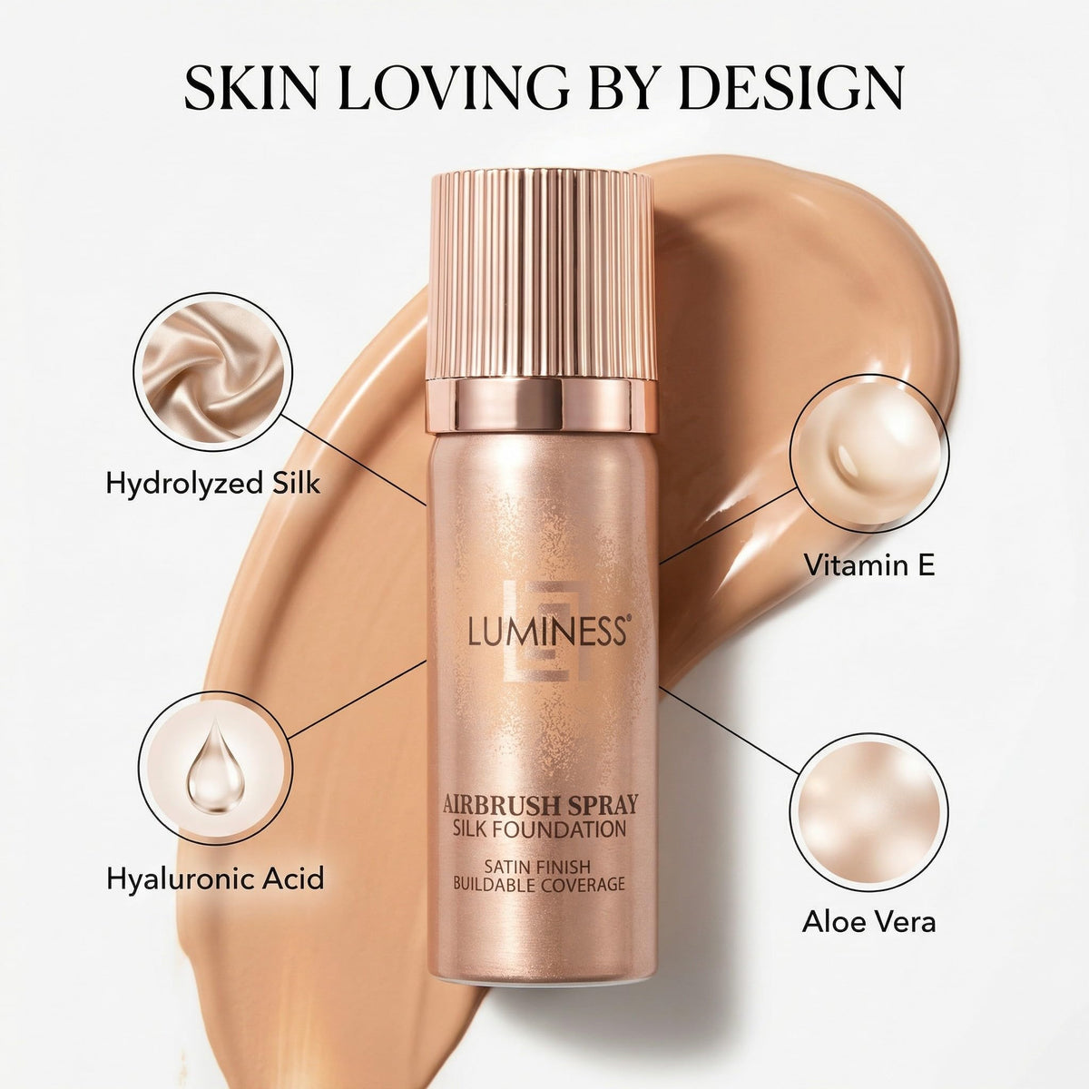 LUMINESS Silk Medium Warm foundation close-up for accurate color matching