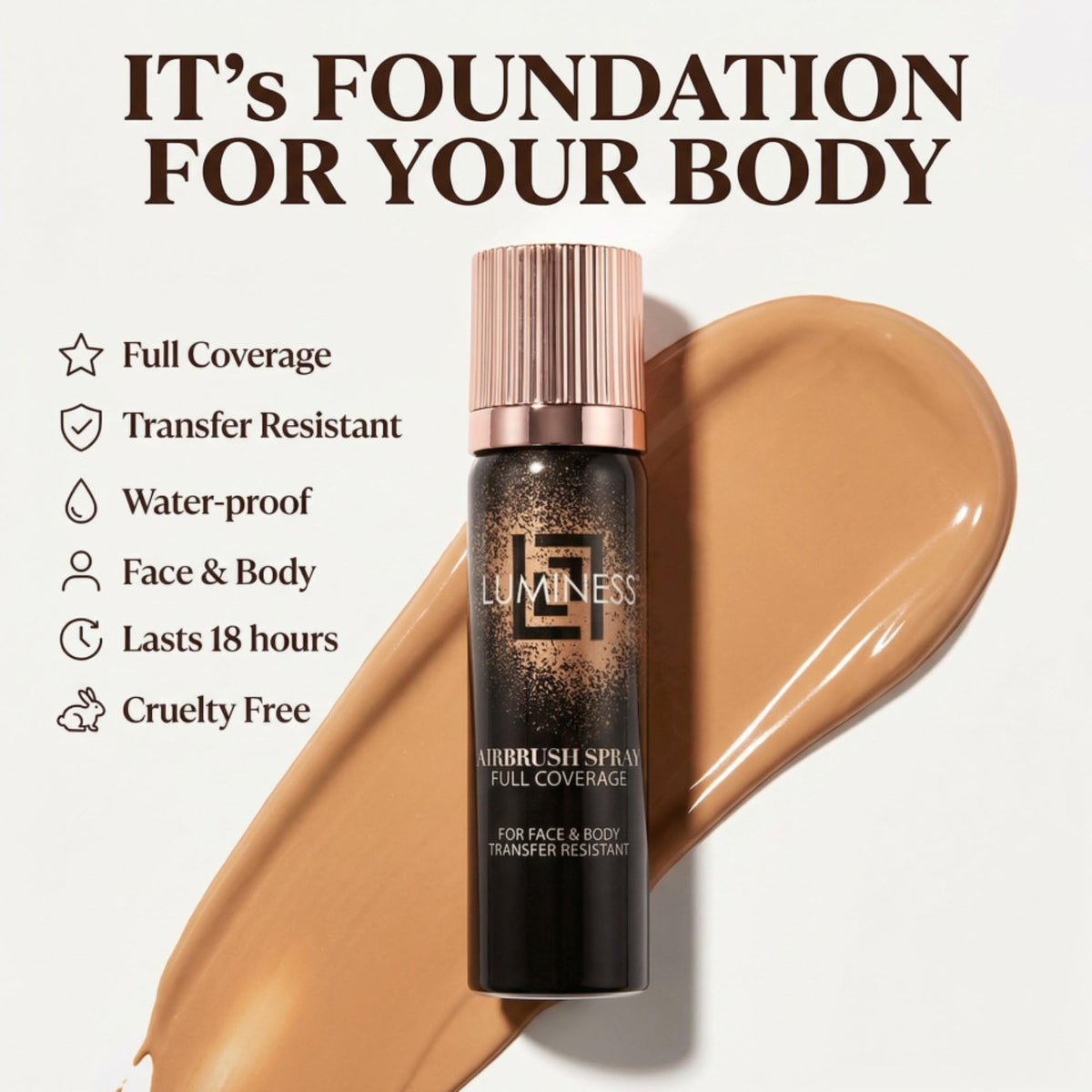 Luminess tattoo-concealer swatch demonstrates full-coverage concealment for tattoos.