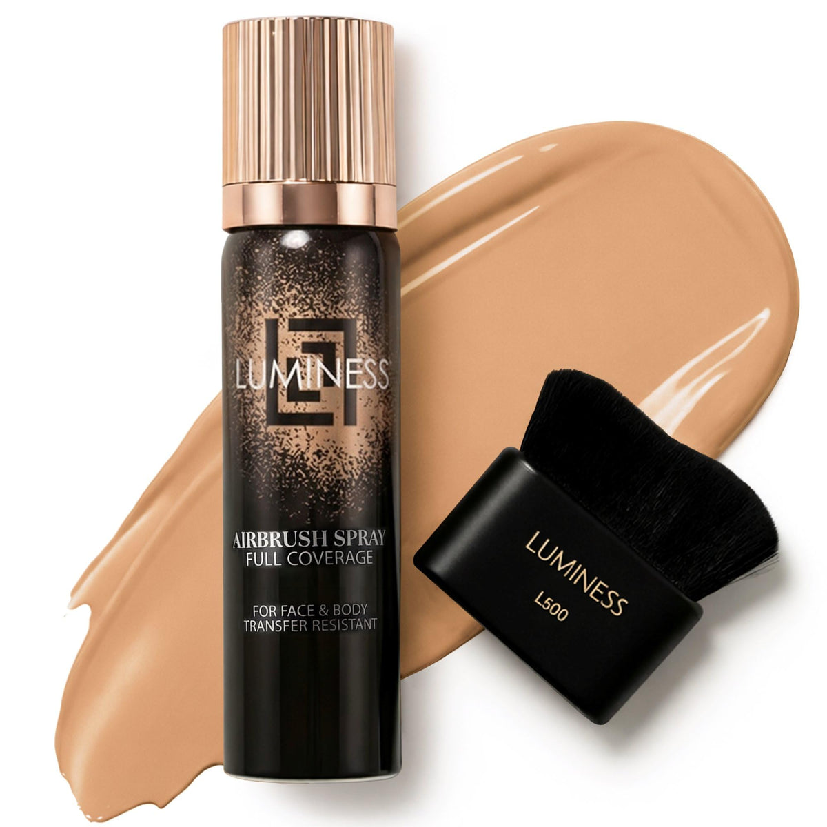 LUMINESS transfer-resistant airbrush body coverage perfector delivers a camera-ready finish.