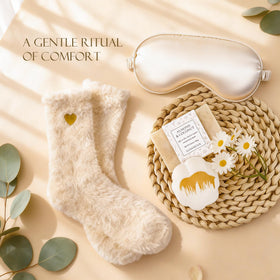 Lumireva care gift basket cozy scene – lifestyle image highlighting warmth and relaxation