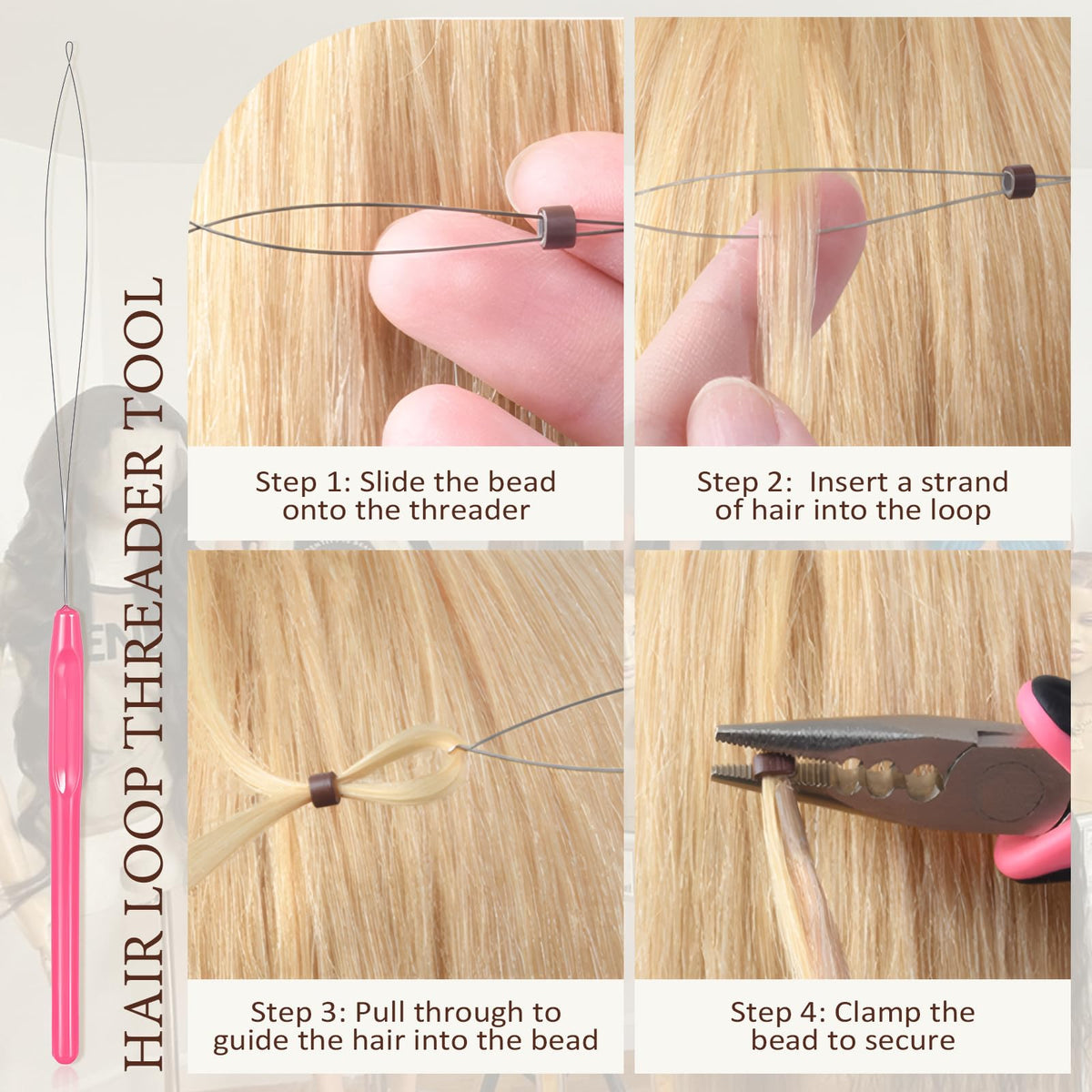 Lumitressa crochet hook for smooth extension placement