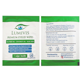 Lumivis Tea Tree Eyelid Wipes vegan clean beauty option.
