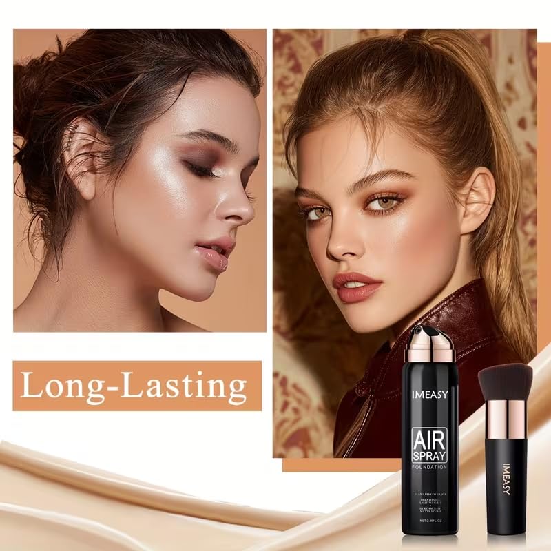 Lumiyou Airbrush Foundation Spray application with brush for easy blending.
