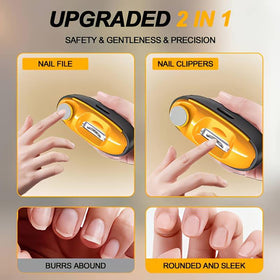 Lumzist nail clipper with two speeds adapts to fingernails and tougher toenails.