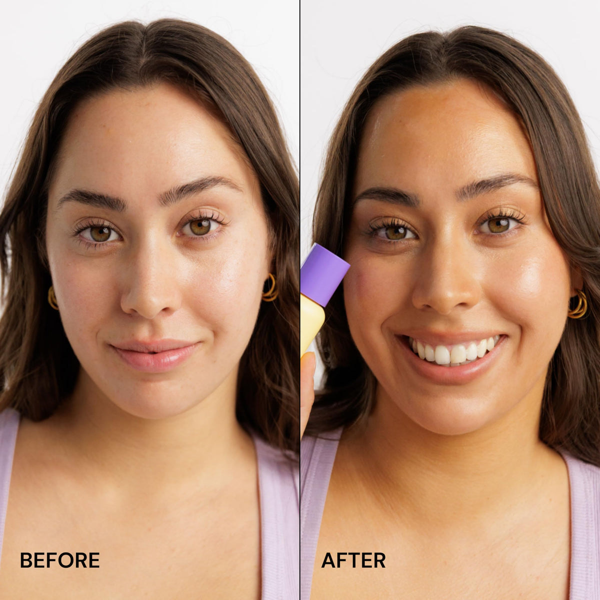 Luna Bronze Cosmic Bronzing Drops swatch on cheek for sun-kissed radiance